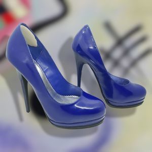 Bebe Tyrol Blue Patent Leather  High Heels Pumps